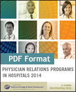Physician Relations Programs in Hospitals 2014: A SHSMD Benchmarking Study (PDF)