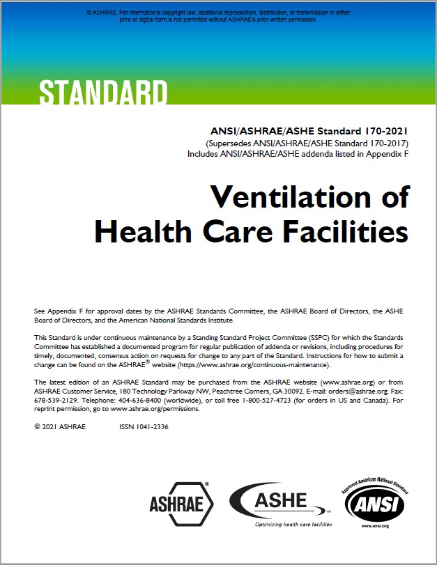 ANSI/ASHRAE/ASHE Standard 170-2021, Ventilation of Health Care Facilities: Digital Edition